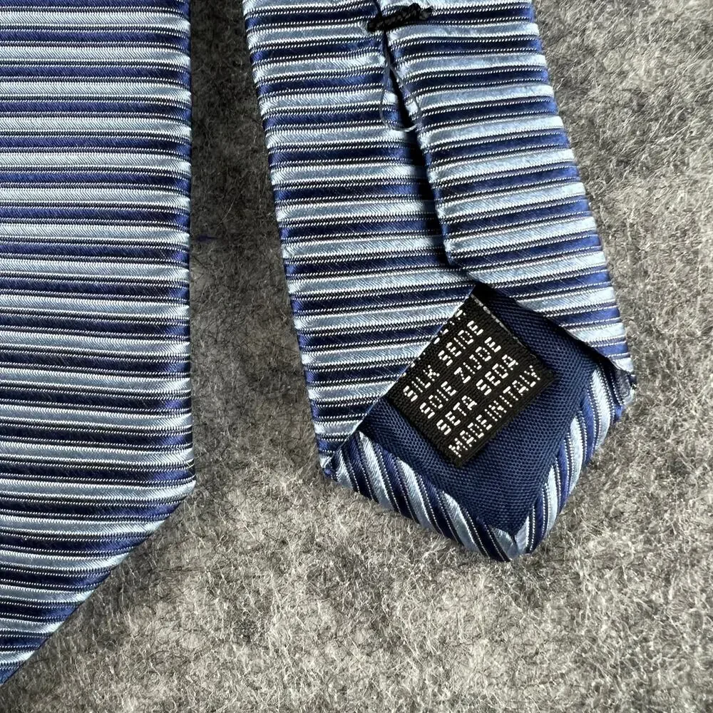 Volta‎ Seta made in ITALY 100% Silk Tie Men's Navy Blue Stripe Necktie